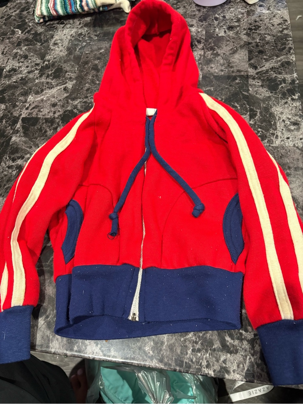 ⁠VTG 70s Scoreboard Kids Colorblock Zip Up Hoodie Jacket Size 4T Made in USA⁠